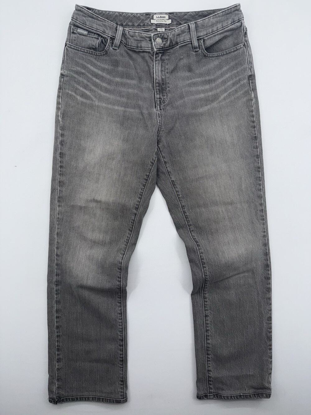 L.L. Bean Favorite Fit Women Size 12 Reg Gray High-Rise Straight Leg Denim Jeans
